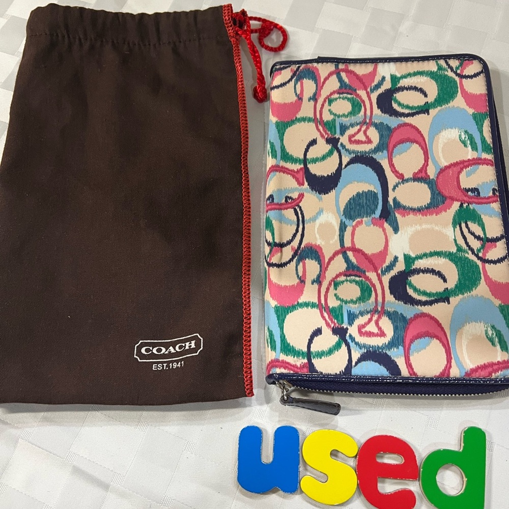 Coach Blue and Pink Tablet Case with Vibrant Design